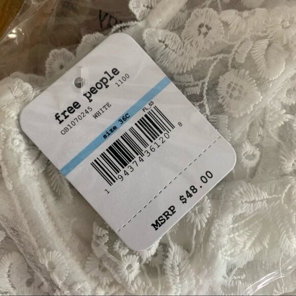 NWT Free People White Lace Bra Size 36C Veronica Lace Mesh Underwire Lingerie - Picture 8 of 8